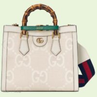 Gucci Women Diana Small Jumbo GG Tote Bag Off-White Ivory Canvas Double G (6)