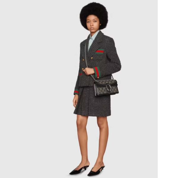 Gucci Women Dionysus Small GG Shoulder Bag Black Ivory GG Denim Jacquard (7)