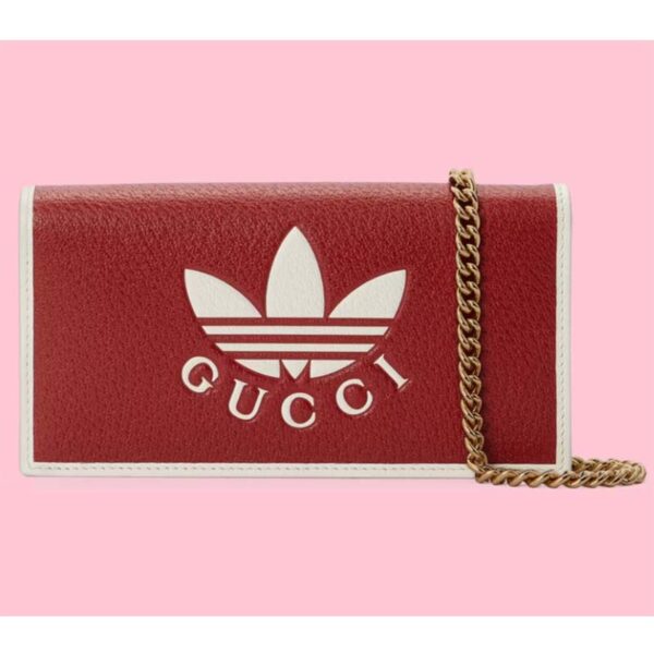 Gucci Women GG Adidas x Gucci Wallet Chain Red Off-White Leather Interlocking G (4)