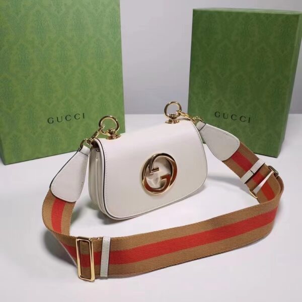 Gucci Women GG Blondie Mini Bag White Leather Round Interlocking G (1)