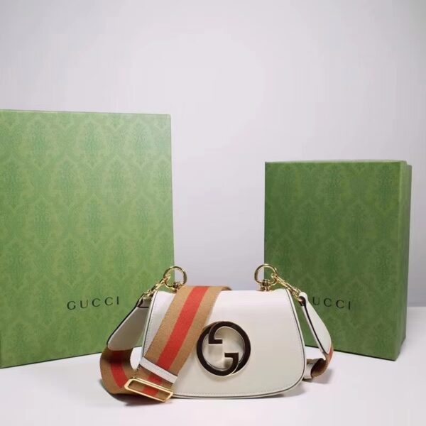 Gucci Women GG Blondie Mini Bag White Leather Round Interlocking G (2)