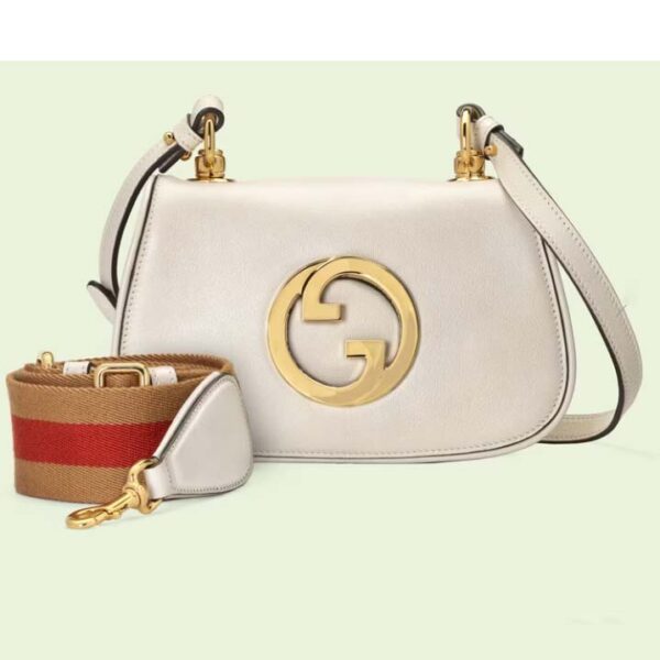 Gucci Women GG Blondie Mini Bag White Leather Round Interlocking G (3)