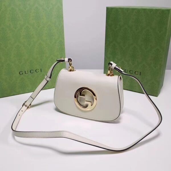 Gucci Women GG Blondie Mini Bag White Leather Round Interlocking G (5)