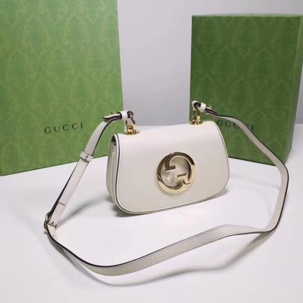 Gucci Women GG Blondie Mini Bag White Leather Round Interlocking G (9)
