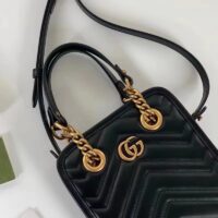 Gucci Women GG Marmont Matelassé Mini Bag Chevron Leather Double G Black (1)
