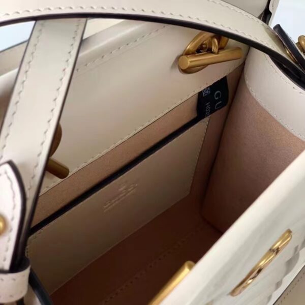 Gucci Women GG Marmont Matelassé Mini Bag White Chevron Leather Double G (2)