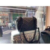 Gucci Women GG Marmont Small Shoulder Bag Black Matelassé Chevron Double G (4)
