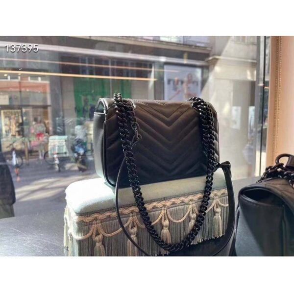 Gucci Women GG Marmont Small Shoulder Bag Black Matelassé Chevron Double G (5)