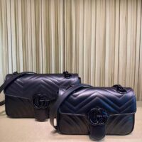 Gucci Women GG Marmont Small Shoulder Bag Black Matelassé Chevron Double G (4)