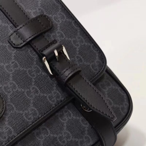 Gucci Women GG Messenger Bag Black GG Supreme Canvas Leather (2)