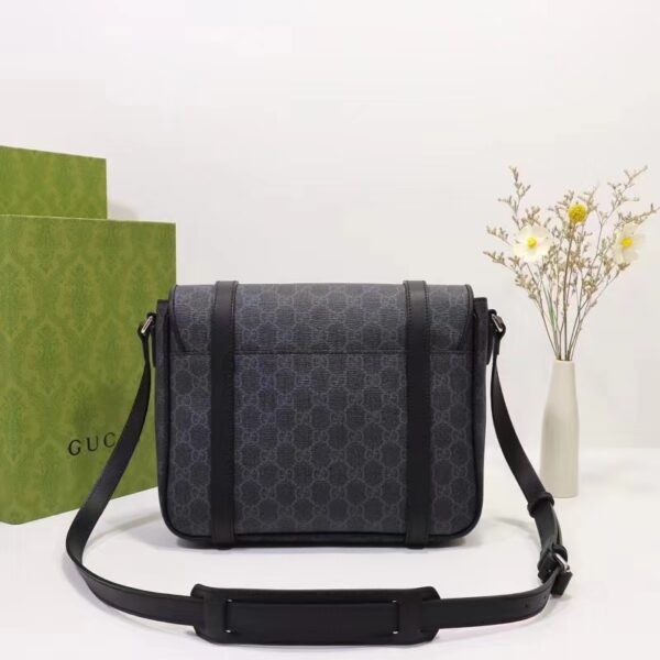 Gucci Women GG Messenger Bag Black GG Supreme Canvas Leather (4)