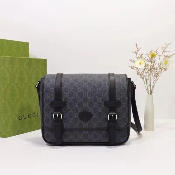 Gucci Women GG Messenger Bag Black GG Supreme Canvas Leather (7)