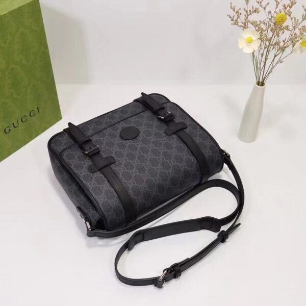 Gucci Women GG Messenger Bag Black GG Supreme Canvas Leather (8)