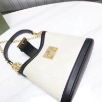 Gucci Women GG Small GG Shoulder Bag White Debossed Leather Double G (7)