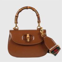 Gucci Women Gucci Bamboo 1947 Small Top Handle Bag Brown Leather Bamboo Hardware (6)