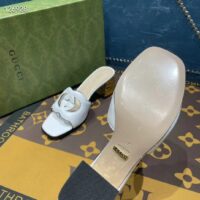 Gucci Women Interlocking G Cut-Out Sandal White Leather Mid-Heel 5 cm Heel (12)