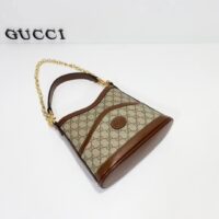 Gucci Women Large Shoulder Bag Interlocking G Beige Ebony GG Supreme Canvas (1)