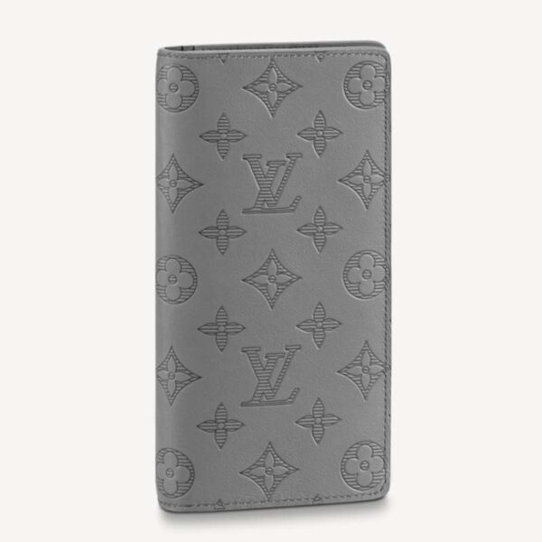 Louis Vuitton LV Unisex Brazza Wallet Anthracite Gray Monogram Shadow Calf Cowhide (5)