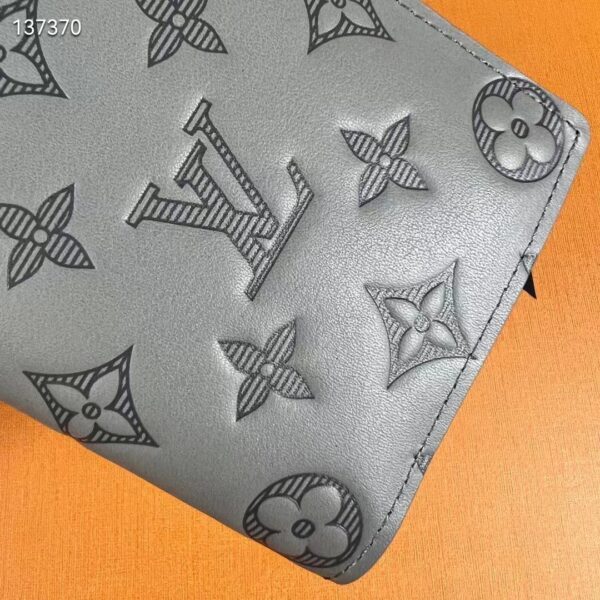 Louis Vuitton LV Unisex Brazza Wallet Anthracite Gray Monogram Shadow Calf Cowhide (7)