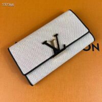 Louis Vuitton LV Unisex Capucines Wallet Natural Black Canvas Cowhide Leather