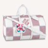 Louis Vuitton LV Unisex Keepall 50B White Damier Spray Cowhide Leather Textile Lining