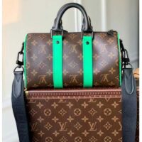 Louis Vuitton LV Unisex Keepall Bandoulière 25 Brown Green Monogram Macassar Coated Canvas (14)