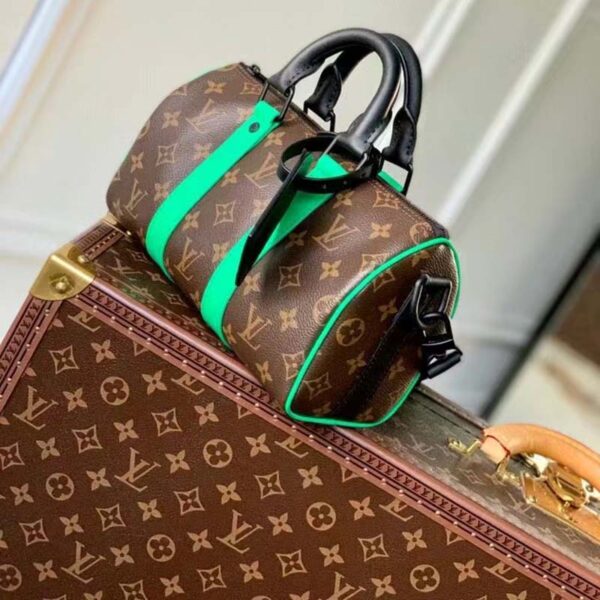 Louis Vuitton LV Unisex Keepall Bandoulière 25 Brown Green Monogram Macassar Coated Canvas (2)