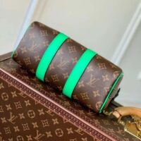 Louis Vuitton LV Unisex Keepall Bandoulière 25 Brown Green Monogram Macassar Coated Canvas (14)