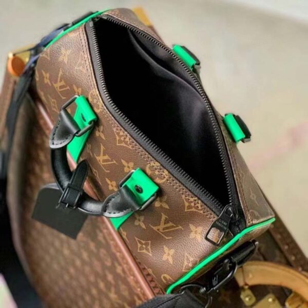 Louis Vuitton LV Unisex Keepall Bandoulière 25 Brown Green Monogram Macassar Coated Canvas (8)