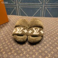 Louis Vuitton LV Unisex Paseo Flat Comfort Mule Dark Green Shearling Monogram Flowers (8)