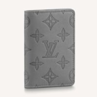 Louis Vuitton LV Unisex Pocket Organizer Anthracite Gray Monogram Shadow Calf Leather