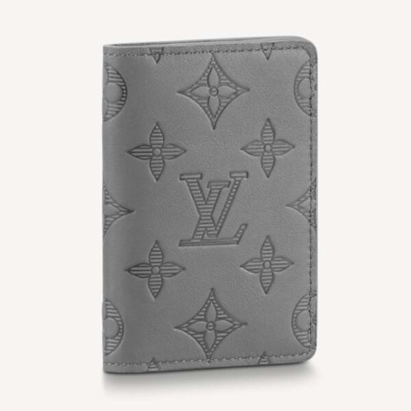 Louis Vuitton LV Unisex Pocket Organizer Anthracite Gray Monogram Shadow Calf Leather (2)