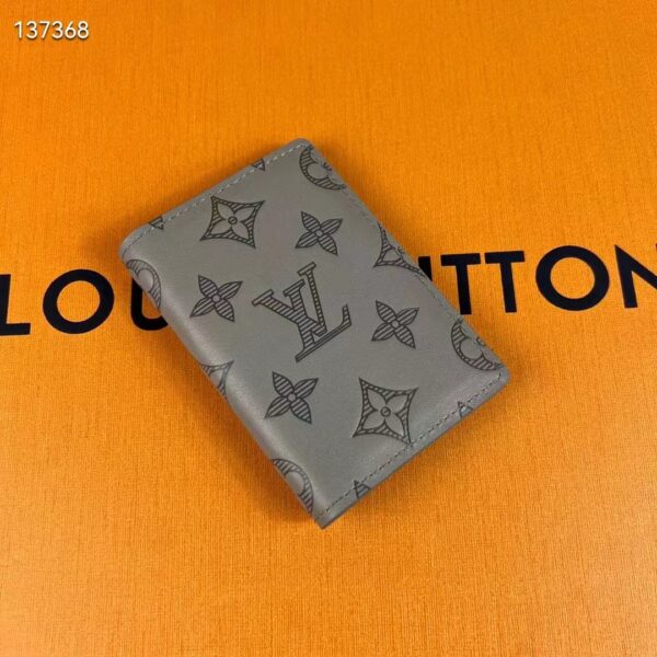 Louis Vuitton LV Unisex Pocket Organizer Anthracite Gray Monogram Shadow Calf Leather (3)