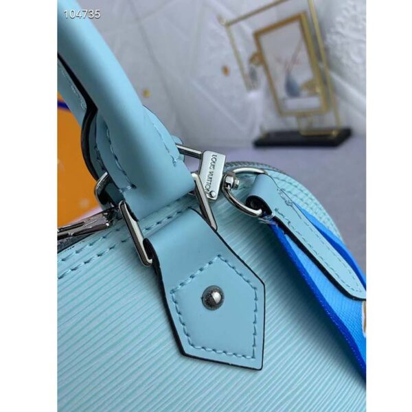 Louis Vuitton LV Women Alma BB Handbag Turquoise Blue Epi Grained Cowhide Leather (10)