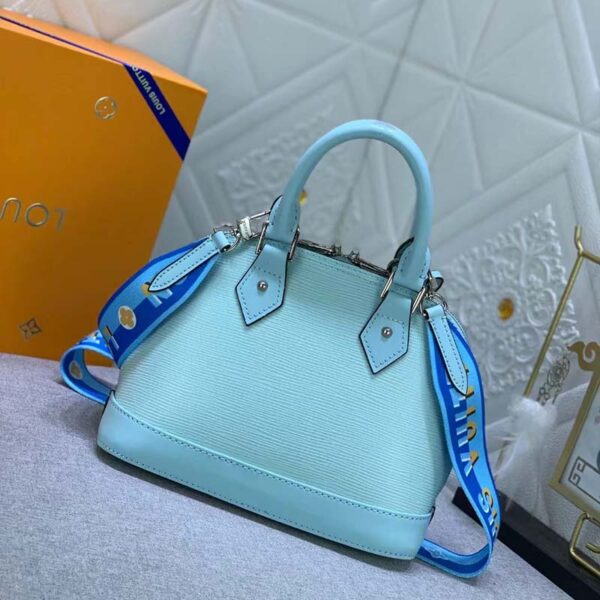 Louis Vuitton LV Women Alma BB Handbag Turquoise Blue Epi Grained Cowhide Leather (9)
