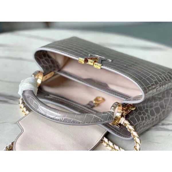 Louis Vuitton LV Women Capucines BB Handbag Grey Crocodilian Leather (3)