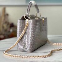 Louis Vuitton LV Women Capucines BB Handbag Grey Crocodilian Leather (2)