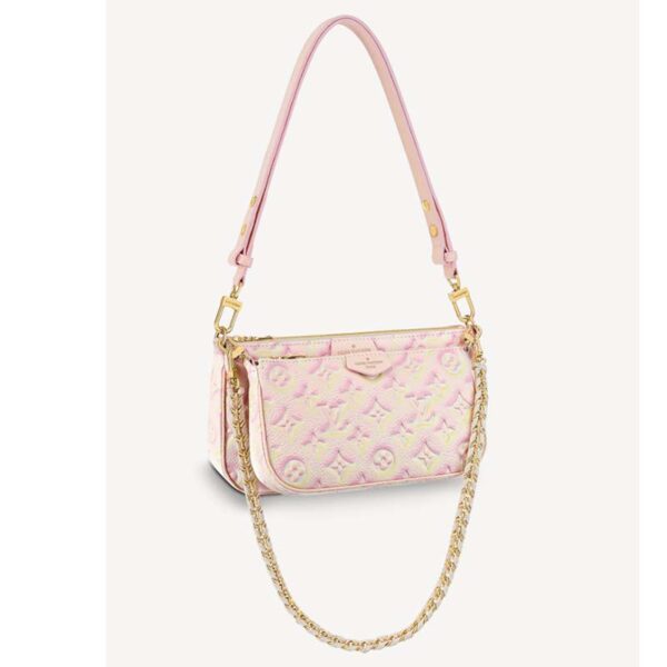 Louis Vuitton LV Women Multi Pochette Accessoires Pink Sprayed Embossed Grained Cowhide (2)