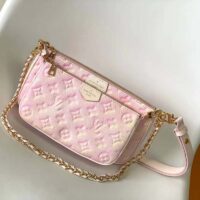 Louis Vuitton LV Women Multi Pochette Accessoires Pink Sprayed Embossed Grained Cowhide (2)