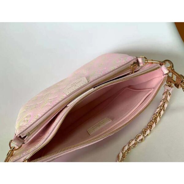 Louis Vuitton LV Women Multi Pochette Accessoires Pink Sprayed Embossed Grained Cowhide (7)