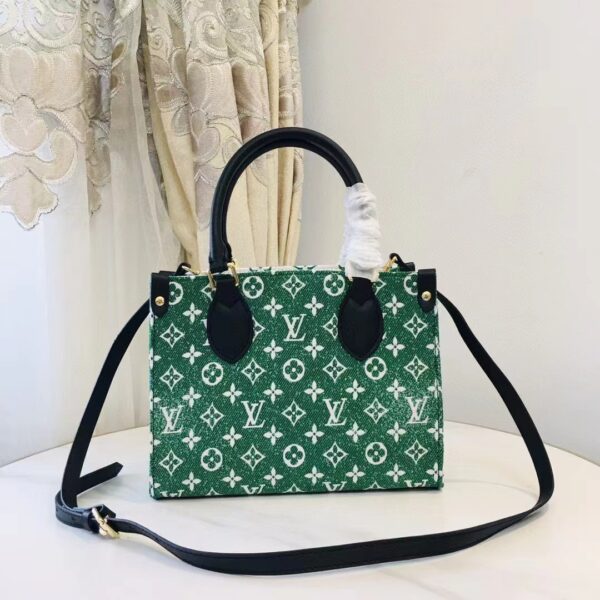 Louis Vuitton LV Women OnTheGo PM Tote Bag Green Monogram Jacquard Velvet (11)