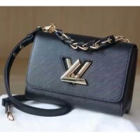 Louis Vuitton LV Women Twist MM Handbag Black Epi Grained Cowhide Leather (1)