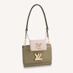 Louis Vuitton LV Women Twist MM Handbag Green White Epi Grained Cowhide Leather