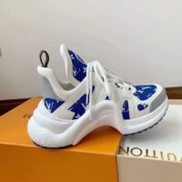 Louis Vuitton Women LV Archlight Sneaker Blue Monogram Velvet Oversized Rubber Outsole (10)