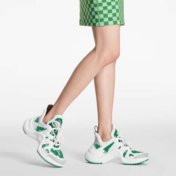 Louis Vuitton Women LV Archlight Sneaker Green Monogram Velvet Oversized Rubber Outsole (4)