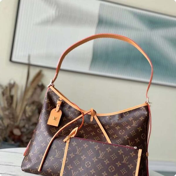 Louis Vuitton Women LV CarryAll MM Handbag Brown Monogram Coated Canvas (11)