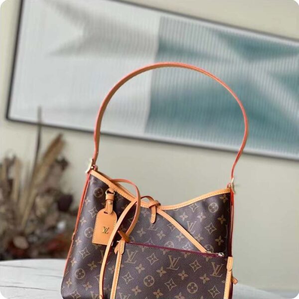 Louis Vuitton Women LV CarryAll PM Handbag Brown Monogram Coated Canvas (7)