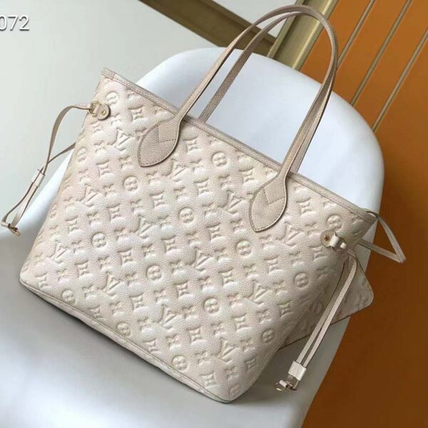 Louis Vuitton Women LV Neverfull MM Carryall Tote Beige Sprayed Embossed Grained Cowhide (1)