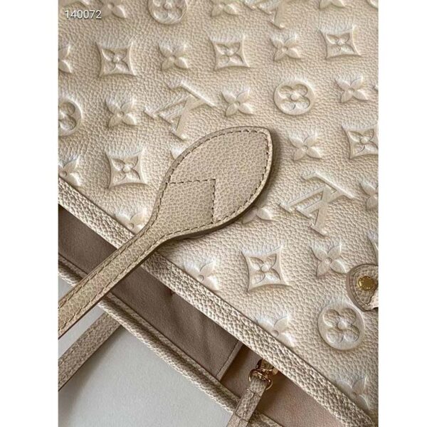 Louis Vuitton Women LV Neverfull MM Carryall Tote Beige Sprayed Embossed Grained Cowhide (11)