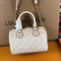 Louis Vuitton Women LV Speedy Bandouliere 20 Bag Beige Embossed Grained Cowhide Leather (9)